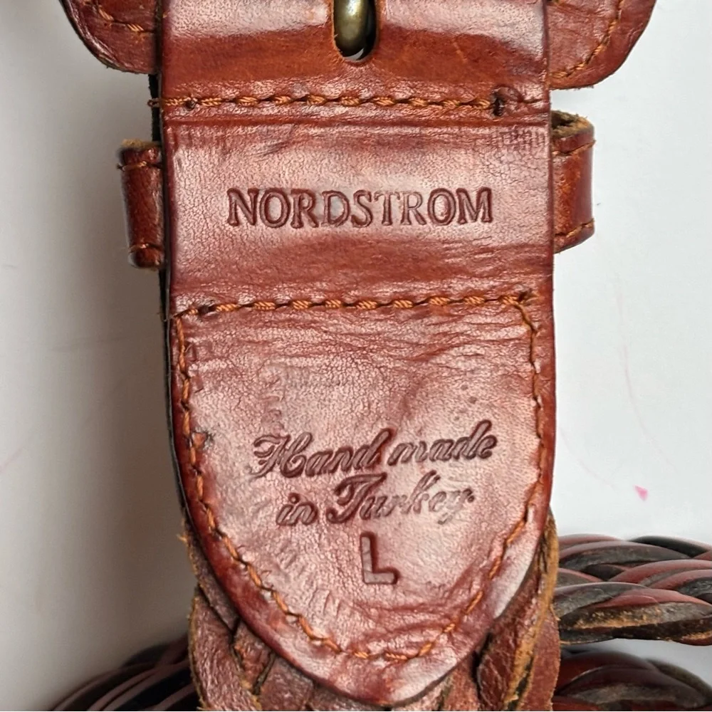 Nordstrom VTG Braided Woven Chestnut Leather Belt Excellent‎ Vintage Condition L